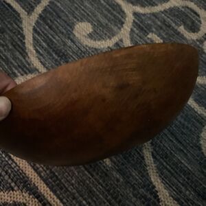 Vintage Wooden Bowl Out Of Round Handmade 10 1/2” D Cottage / French Country